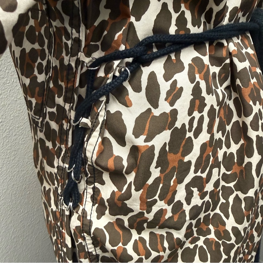 Tory Burch Leopard Print Shirt Dress Belted Cotton Safari Chic Size 8 - Picture 7 of 15